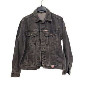 Georges Marciano For Guess Jean Jacket Men’s Small Black Denim Made In USA